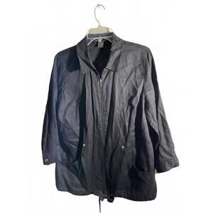 Grace Elements Casual Linen Black Jacket with Pockets 1X